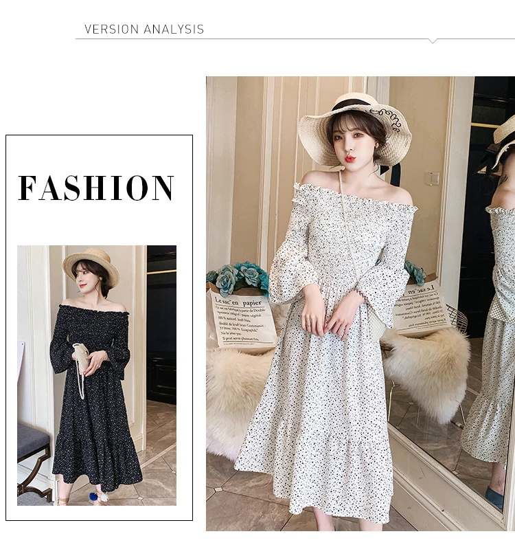 Новое поступление летнее платье для беременных Женская милая точка Shoulderless большой размер платье для беременных женская одежда MD-01072
