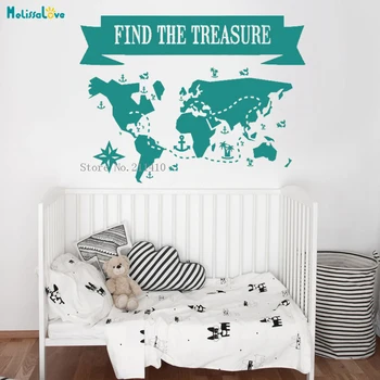 

Cute Map Wall Sticker Find the Treasure Decals Home Deocr for Kids Children Room Nursery Removable Vinyl Art Murals YT900