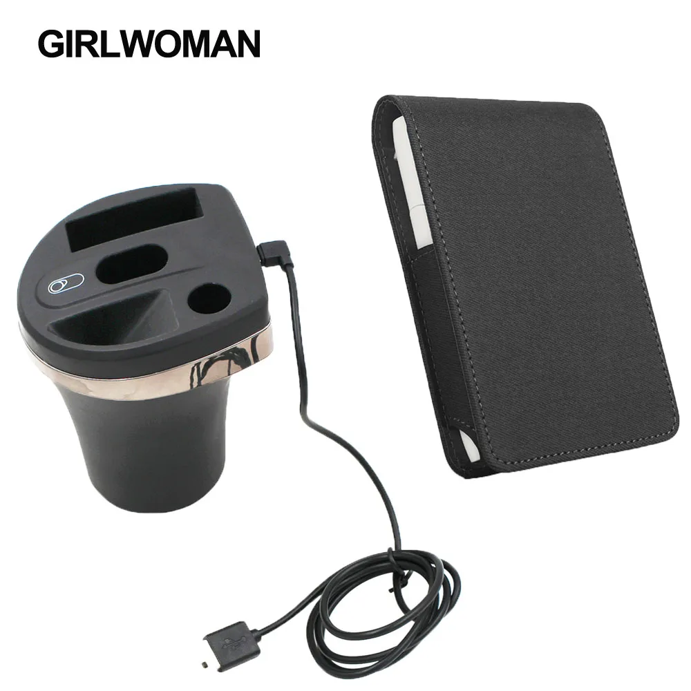 

GIRLWOMAN 3 Colors Portable Flip Wallet Leather Case for iqos Multi 3.0 Carabiner Pouch Cover for iqos 3 Multi Fast Charger