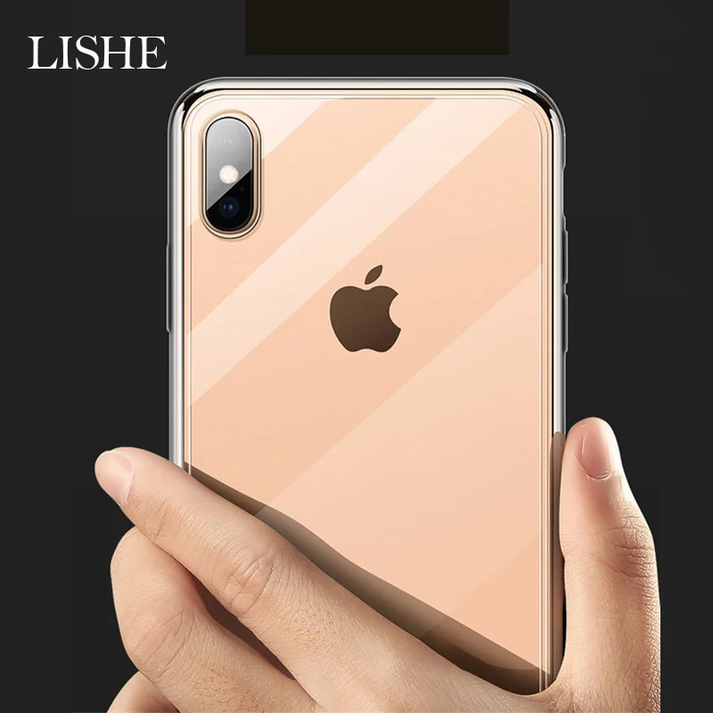 

Tempered Glass Toughened Phone Case For iPhone X Xs Max Clear Mirror Plated Glass Case For iPhone 7 8 7/8 Plus TPU Cove Capinhas