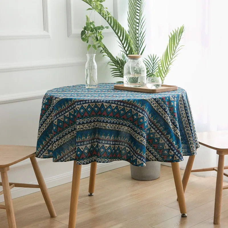 

Bomo Design Table Cloth Home Outdoor Linen Cotton Tablecloth Cover Round Table Cover Bohemia Cloth Tablecloth 150CM
