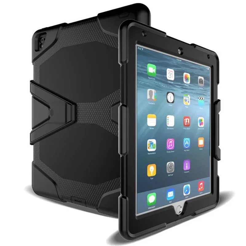 Для iPad Air 2 Чехол водонепроницаемый ударопрочный грязеотталкивающий Снежный песок Экстремальный армейский Военный сверхмощный чехол для iPad A1566 A1567 - Цвет: Черный