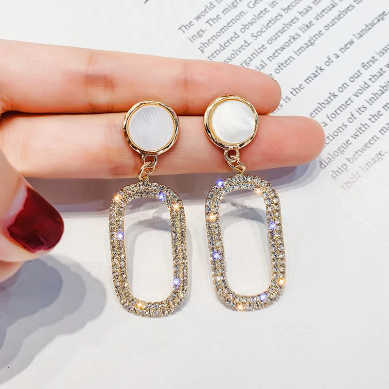 

DREJEW Square Geometric Rhinestone Statement Earrings Sets 2019 925 Alloy Drop Earrings for Women Wedding Fashion Jewelry HE7941