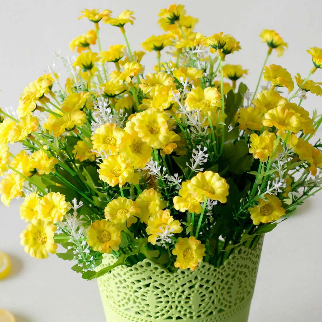 Искусственные цветы, 28 голов, Весенняя Маргаритка, искусственные цветы герберы, ромашки для украшения свадеб - Цвет: Цвет: желтый