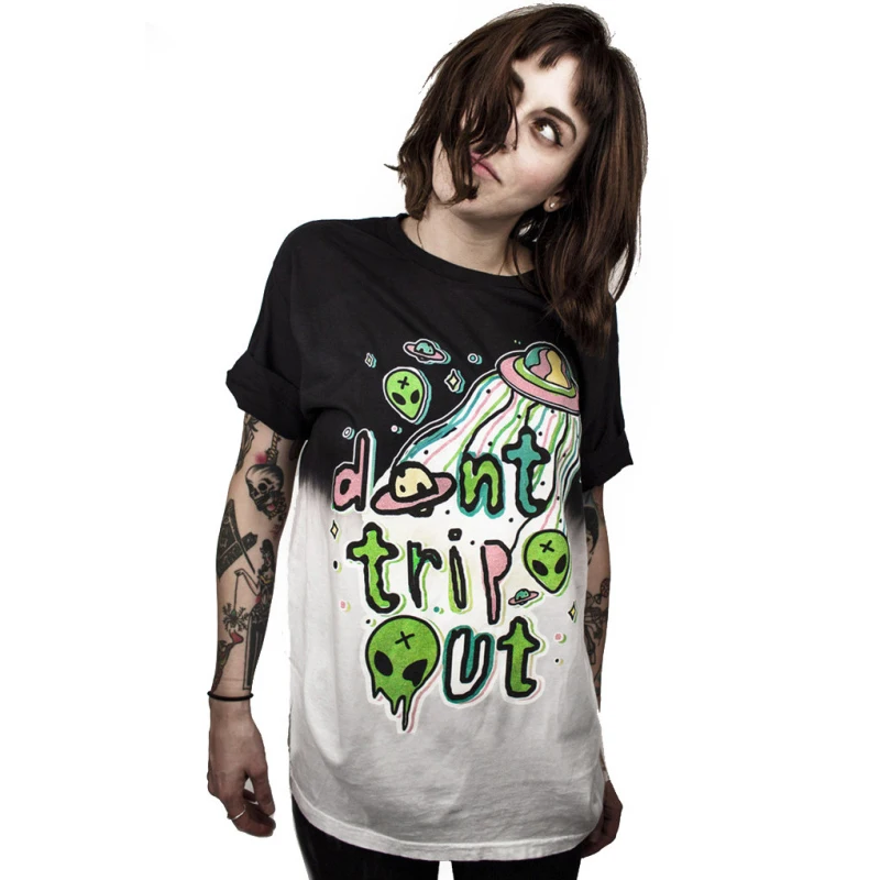 

9 Models Hip Hop T Shirt Loose Style Women Multicolor Alien 3D Print Letter T-shirt Harajuku New Quick-dry Tees Tops
