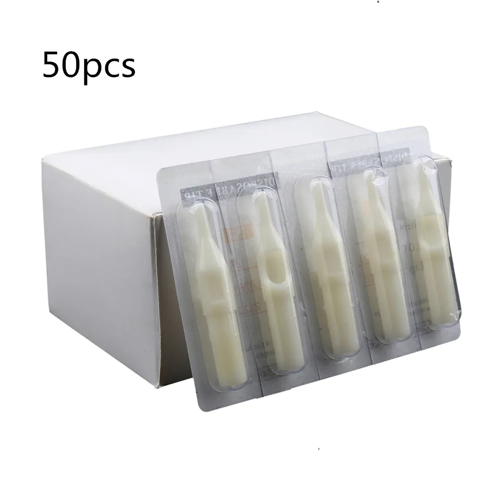 

50pcs/Set All Size Sterilized Tattoo Tips Flat Round White Tattoo Nozzles Tube Disposable Plastic Tattoo Tube Tattoo Supplies