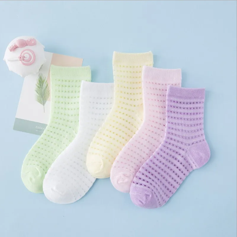 5 Pairs/Lot Mesh Thin Girls Socks For Children Kids New Summer Baby