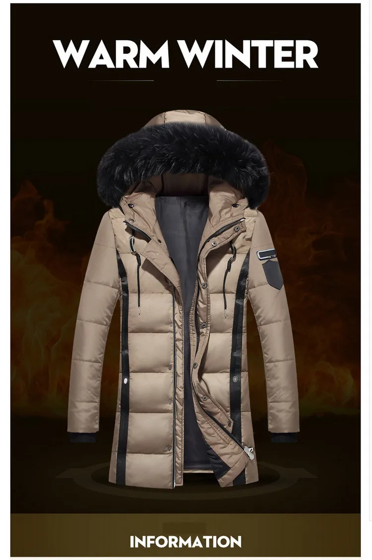 Утепленные мужские парки зимняя куртка мужские пальто мужская верхняя одежда с меховым воротником повседневное длинное хлопковое стеганое Мужское пальто с капюшоном