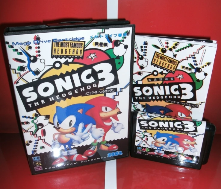 

MD games card - Sonic the Hedgehog 3 Japan Cover with Box and Manual for MD MegaDrive Genesis Video Game Console 16 bit MD card