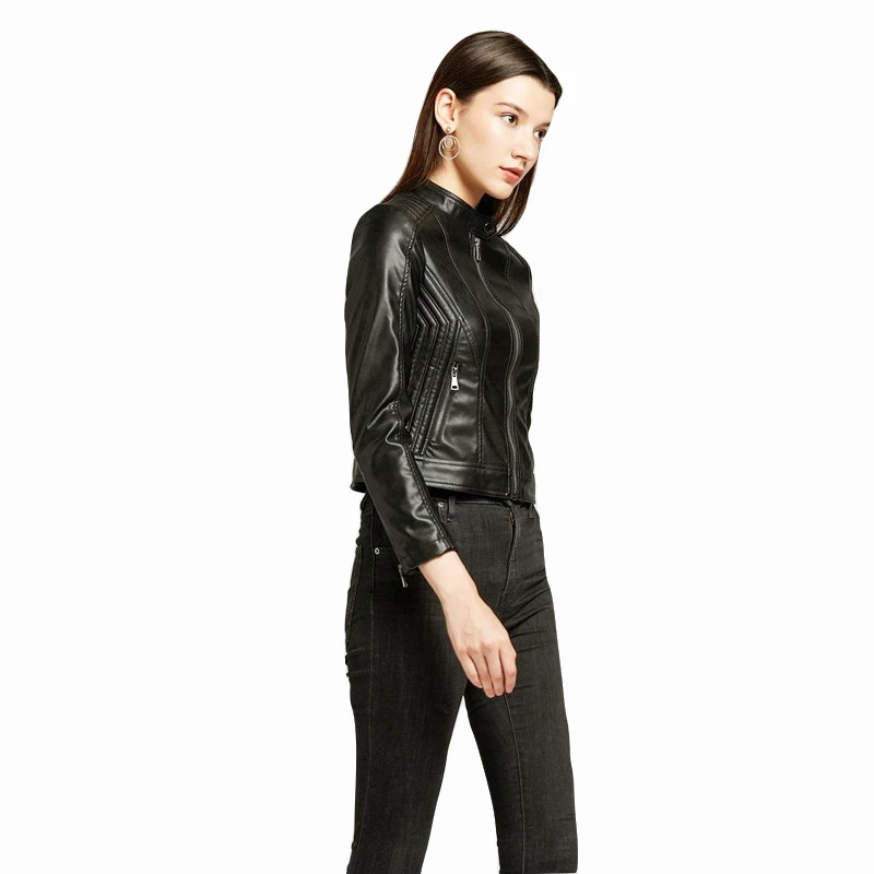 NXH Leather Jacket Women Spring Autumn Biker jacket Plus Size Fashion Faux Leather coat Soft Pink Jaket jaqueta de couro