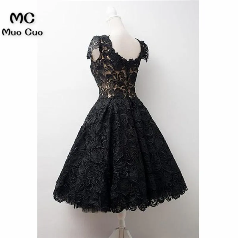 Timeless Scoop Knee-Length Cap Sleeves Ball Gown Lace Homecoming Dress5