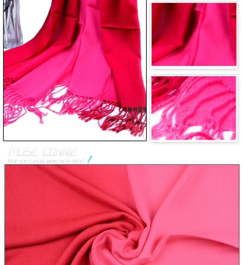 RUNMEIFA Женский акриловый шерстяной шарф цвета градиент Sjaal модный бренд хиджаб кисточкой шаль шарфы мягкая ткань