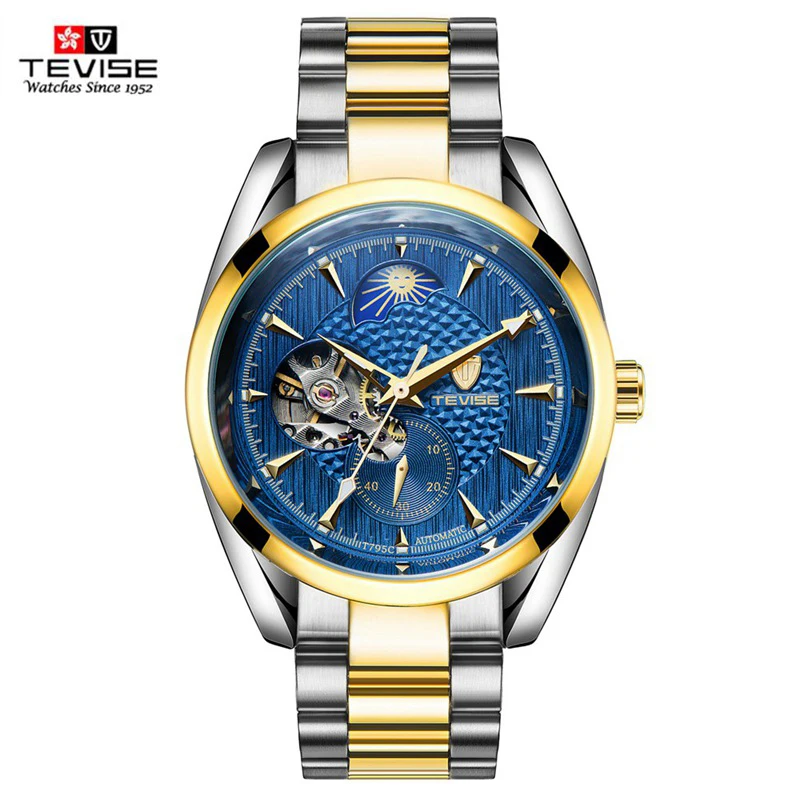 TEVISE Watch Men Moon Phase Mechanical Watches Luminous Automatic Watch Waterproof Steel Fashion Business Wristwatches Male  (23)