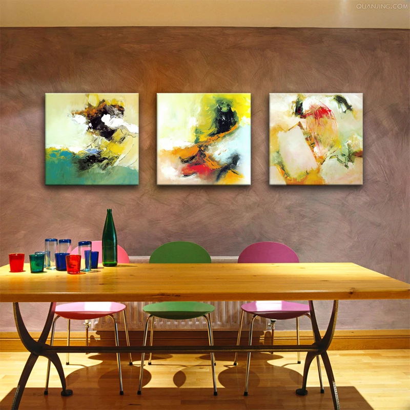 Goede 3 Panelen Abstract Wall Art Schilderen Aquarel Canvas Schilderijen LK-46