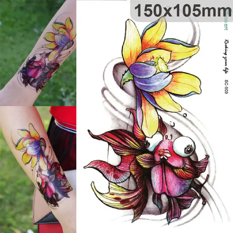 18 Real New Arrival Men Waterproof Tattoo Custom Cute Pink Color Lotus Flower Arm Large Pattern Can Be Customized Sc2909 Flower Arm Waterproof Tattoopattern Tattoos Aliexpress