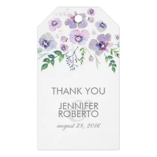 

2x3.5inch Watercolor Flowers Blue Purple Wedding Thank You Gift Tags