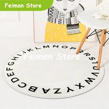 Nordic Стиль с рисунком обезьянок и с буквами; Круглый ковры, коврики Гостиная Спальня утепленные для игра для детей нескользящие носки-тапочки для новорожденных коврики