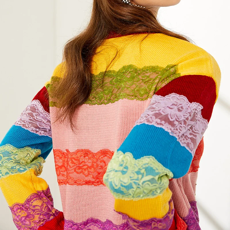 Warmsway брендовый женский модный Удобный Повседневный вязаный свитер с длинным рукавом и кружевом, женские пуловеры C-039