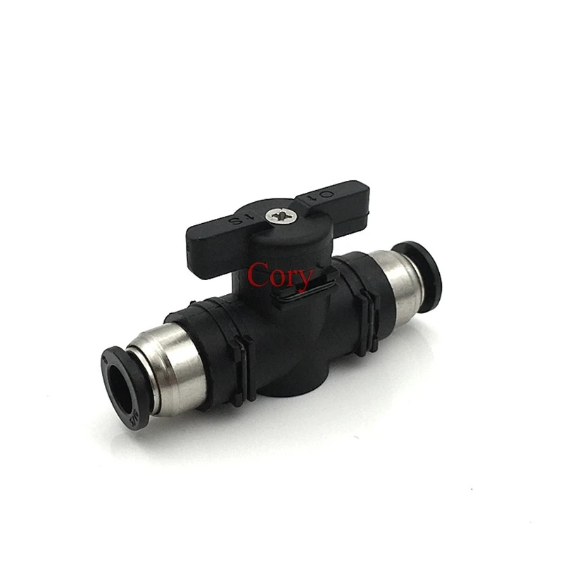 

1pc BUC4/6/8/10/12MM PU Air Pipe Black Pneumatic Push In Quick Connector Hand Valve Hand to turn Pneumatic switch CZYC