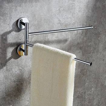 

Towel Bar Bathroom Towel Holder Stainless Steel Rotating Polished Rack Kitchen Wall-mounted Storage Shelf Organizer Accessory