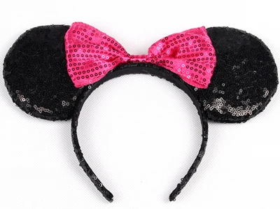 Headwear Minnie Mouse Ears Headband Festival DIY Hair Accessories Hairband Christmas Sequin Hair Bows for girls women gift - Цвет: 15