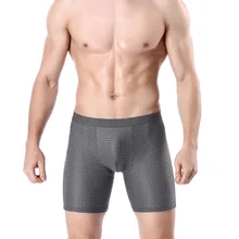 Компрессионные сетчатые шорты, Длинные боксеры, мужские боксеры из спандекса, мужские нейлоновые боксеры Cueca, мужские Дышащие длинные трусы