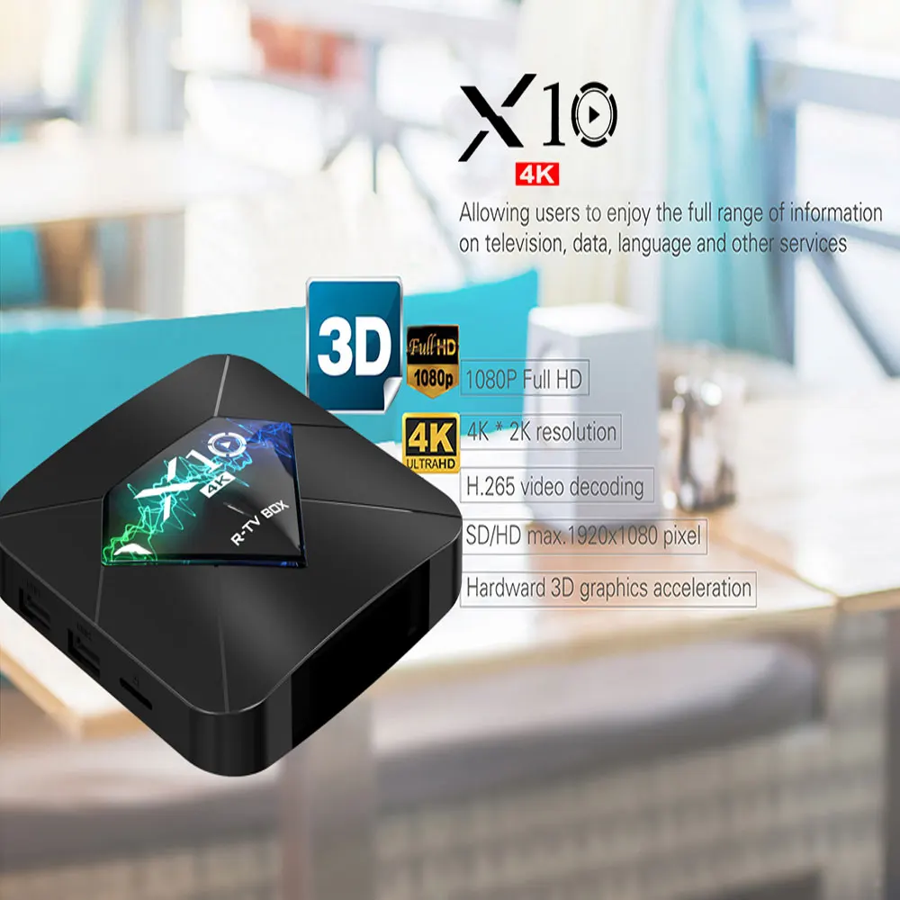  X10 Smart TV BOX Android 8.1 S905W 2GB DDR4 16GB 2.4G 5GHz Wifi Support USB3.0 BT4.0 4K 3D Netflix 