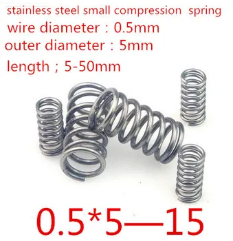 

50pcs 0.5*5*15mm 0.5*15mm 0.5mm stainless steel Small spot spring wire micro spring compression spring pressure spring OD=5mm