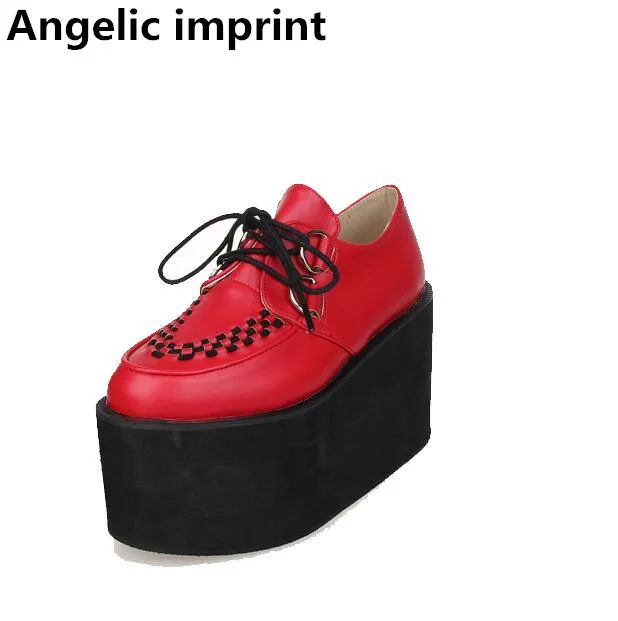 

Angelic imprint woman mori girl lolita cosplay shoes lady high trifle heels wedges pumps women punk platforms shoes lace-up 8363
