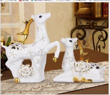 

Modern Chinese Home Furnishing lovers ornaments creative gift craft ceramic gold deer