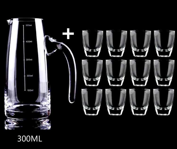 Heavy Base Shot Glass Set (12 Pack 20ML) and Wine Decanter with Scale(300ML) Clear | Дом и сад