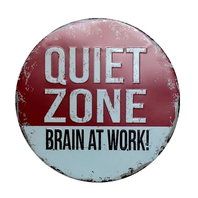 Metal Tin Sign round quiet zone decor Bar Pub Retro Poster 30cm diameter