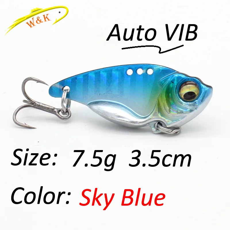 WK Hard Fishing Lure VIB Easy Fishing Tips Cuprum Alloy Action Twitching Jerkbaits Inshore Lures Metal VIB - Цвет: 7.5g Blue