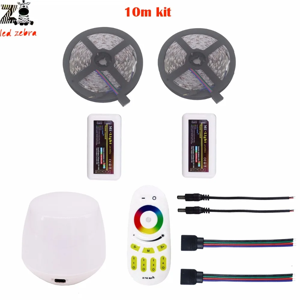 Выделите 5/10/15/20 М 5050 SMD rgb светодиодные полосы света dc12v + Mi. light 2 4 г led контроллер