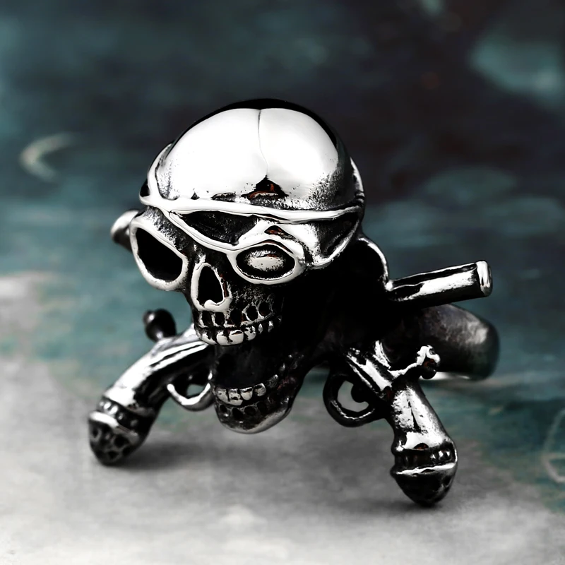 Beier Cool Biker Pirate Skull Stainless Titanium Steel Man's High Super Quality Punk Ring free shipping BR8-370
