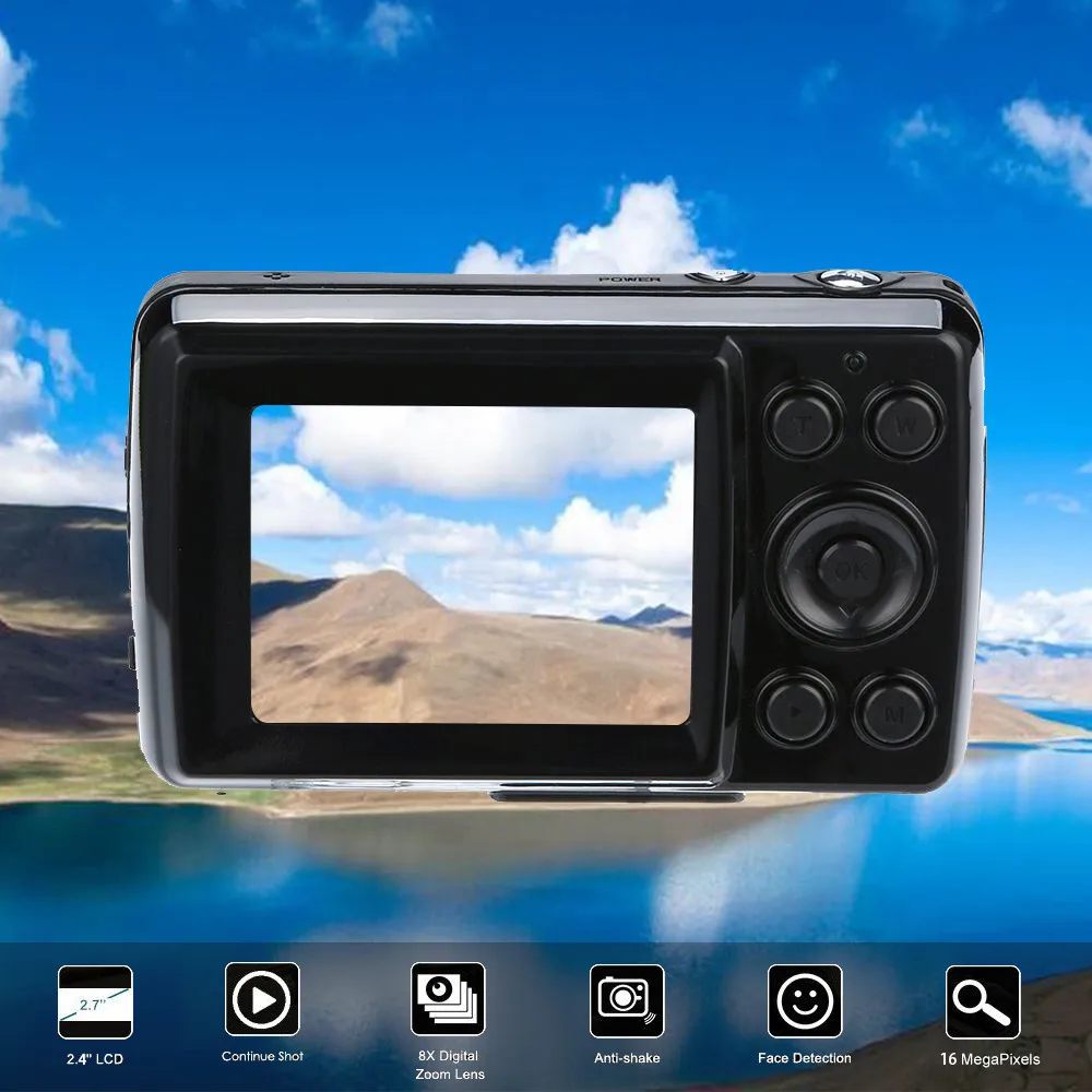 2.4HD экран Цифровая камера 16MP анти-встряхивание лицо камера-регистратор с датчиком движения пустой 8X цифровой зум с картой памяти 8G