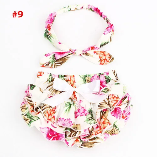 Цветочный набор платьев с рюшами детское платье с топом повязка-Узелок на голову новорожденный реквизит для фотосъемки детская пеленка KS005 - Цвет: color 9
