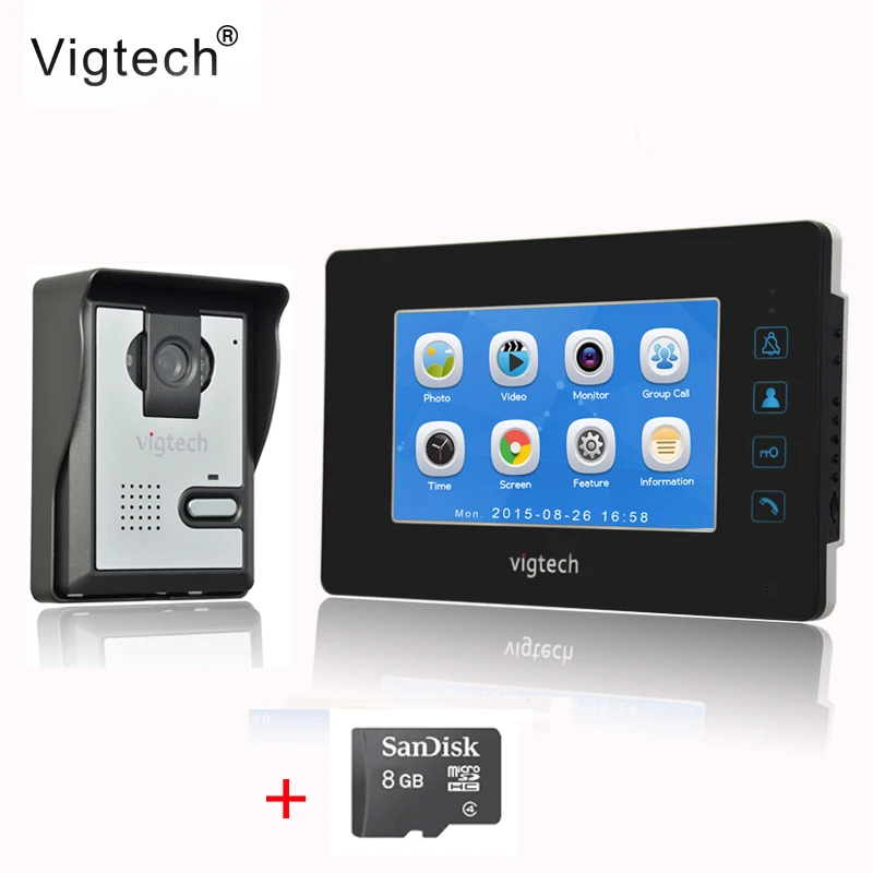 

Vigtech7 inch LCD Video Doorbell Door phone Record Intercom System Infrared Night Vision Camera 8GB TF Card FREE SHIPPING