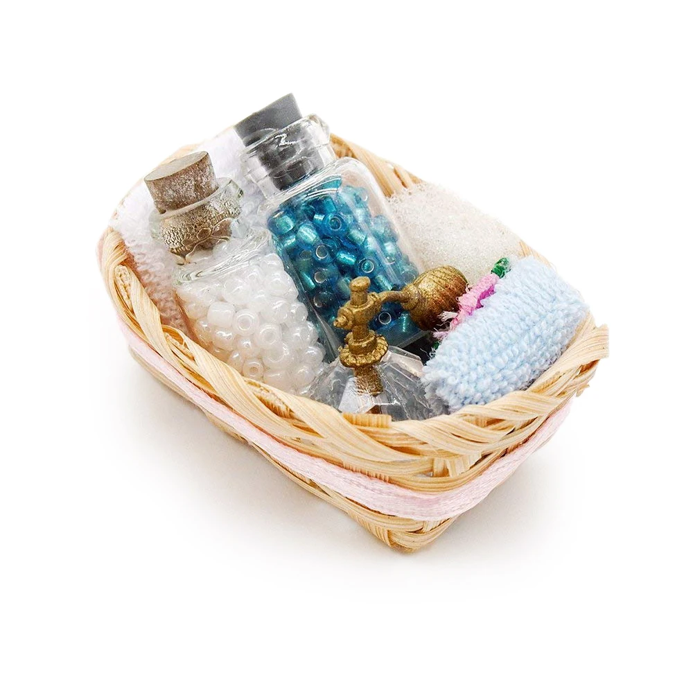 

Odoria 1:12 Miniature Bathroom Set Perfume Towel Lotion in 1 Basket Dollhouse Furniture Accessories