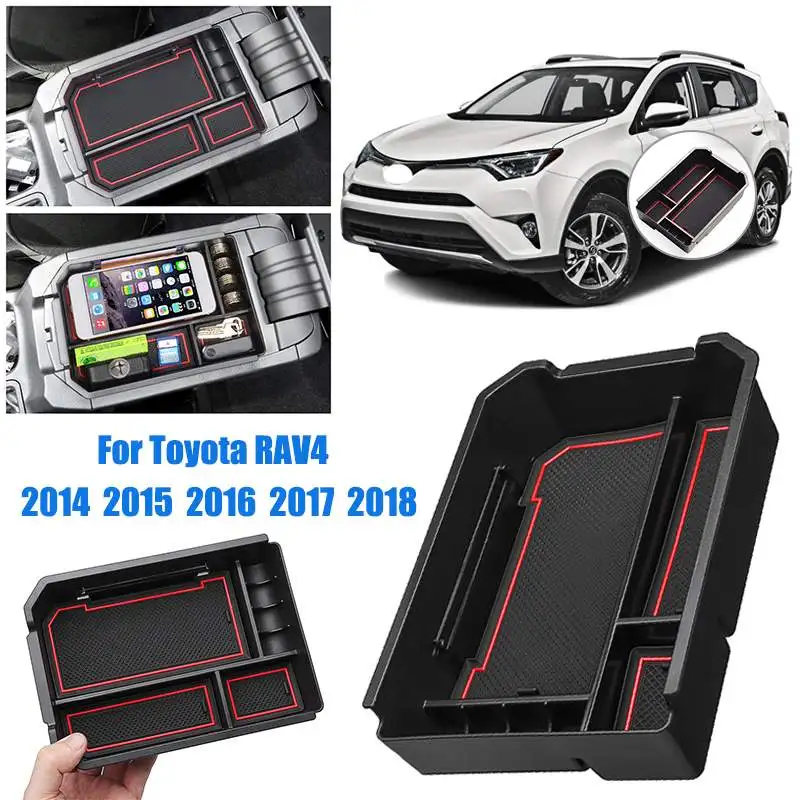 

Armrest Storage Box Stowing Tidying Car Organizer Accessorie for Toyota RAV4 2014 2015 2016 2017 New Central Console Tray