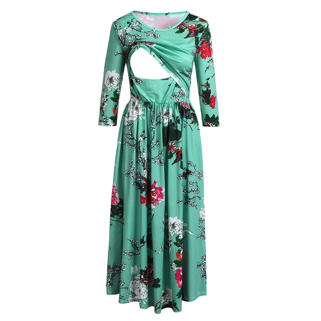 

Nursing Dress Top Women Long Sleeve Flower Breastfeeding Winter Dress for Feeding Maternity Plus Size Vestido #YL