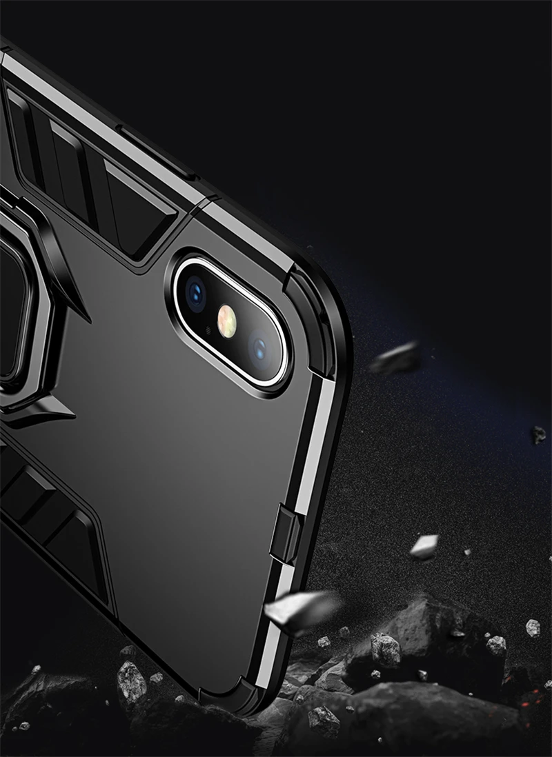 Luxury Armor Shockproof Kickstand Phone Case For iPhone XS MAX XR XS X 8 7 6S Plus 5S SE Ring Stand Holder Bracket Cover Funda (5)