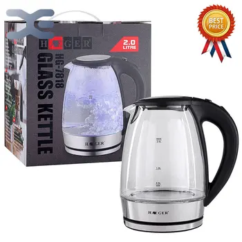 

2L Water Kettle Glass Handheld Instant Heating Electric Water Kettle Auto Power-off Protection Wired Kettle HG-7818