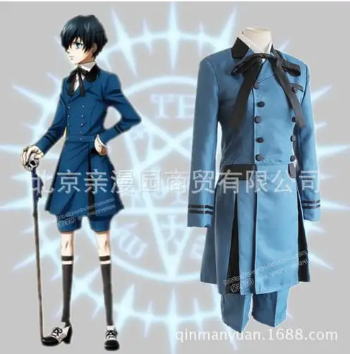 

Free shipping Ciel Cosplay Clothing hot Blue Shitsuji Ciel Phantomhive Anime Black Butler Cosplay Costume Whole Set