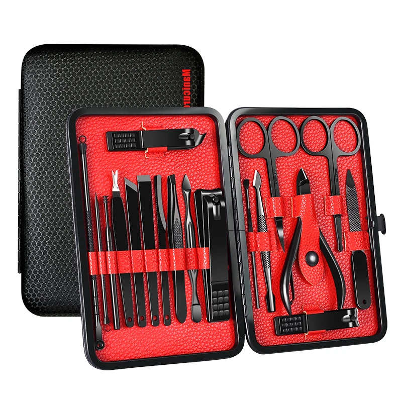  18Pcs Pro Manicure Set Nails Clipper for all extension Pedicure set Kit Utility Scissors Tweezer Kn