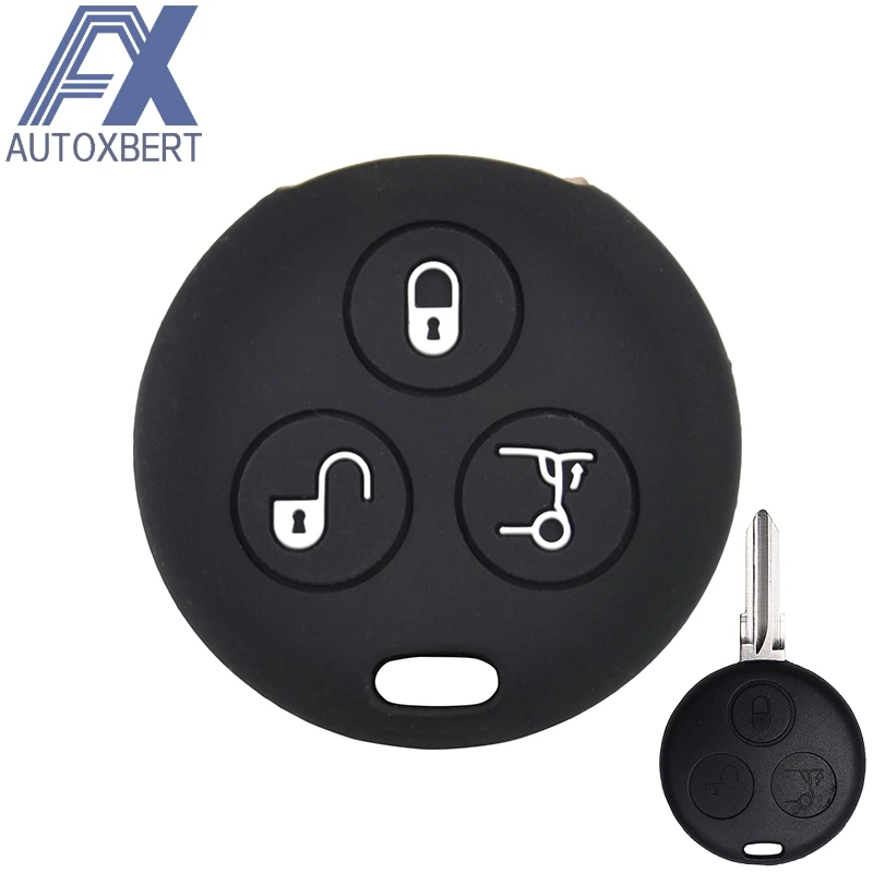 

AX Silicone Remote Key Case Fob Shell Cover For Smart Fortwo City Roadster Forfour Skin Holder 3 Button