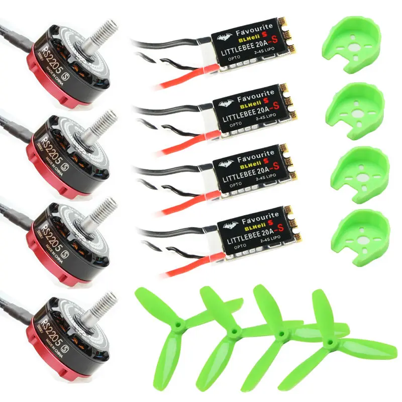 

4Pcs Emas RS2205S 2300KV motor+4Pcs FVT Little Bee 20A/30A S OPTO/PRO ESC+5045Prop+Motor Cover for FPV quadcopter