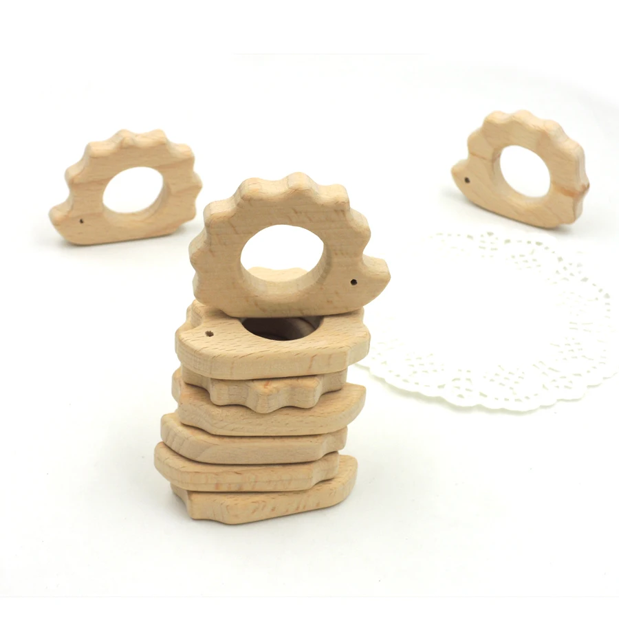 10 шт. DIY Натуральный Бук hedgehogs игрушка для прорезывания зубов деревянные формы зубов кольцо Детское Зубное кольцо для ребенка игрушка гладкая 2,36 дюймов DIY EA49-1