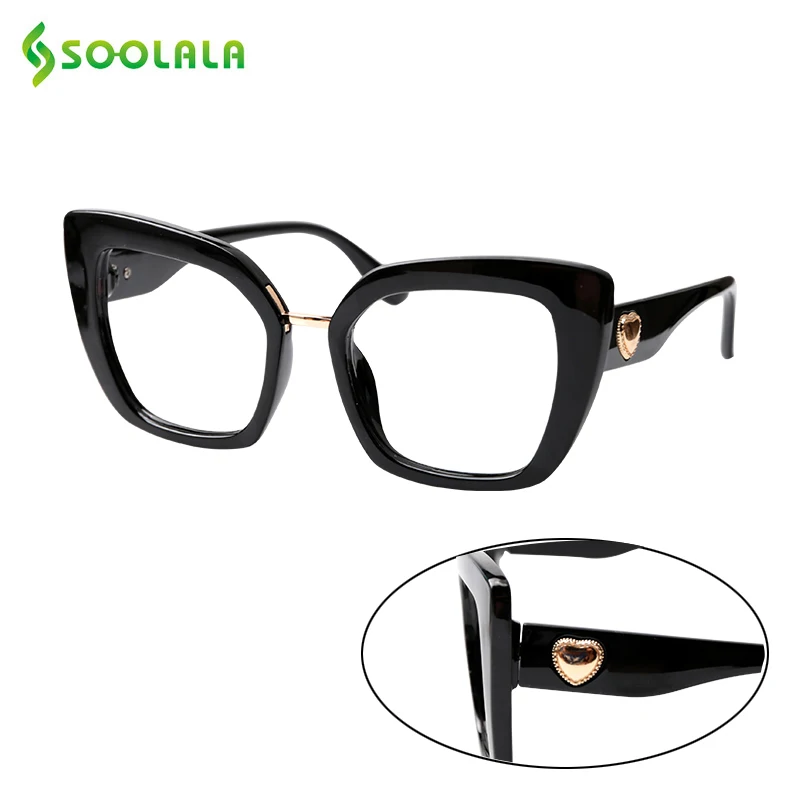 

SOOLALA Sweet Cat Eye Square Reading Glasses with Heart Arms Women Hyperopia Presbyopia Eyeglasses +1.0 1.25 1.5 1.75 to 4.0