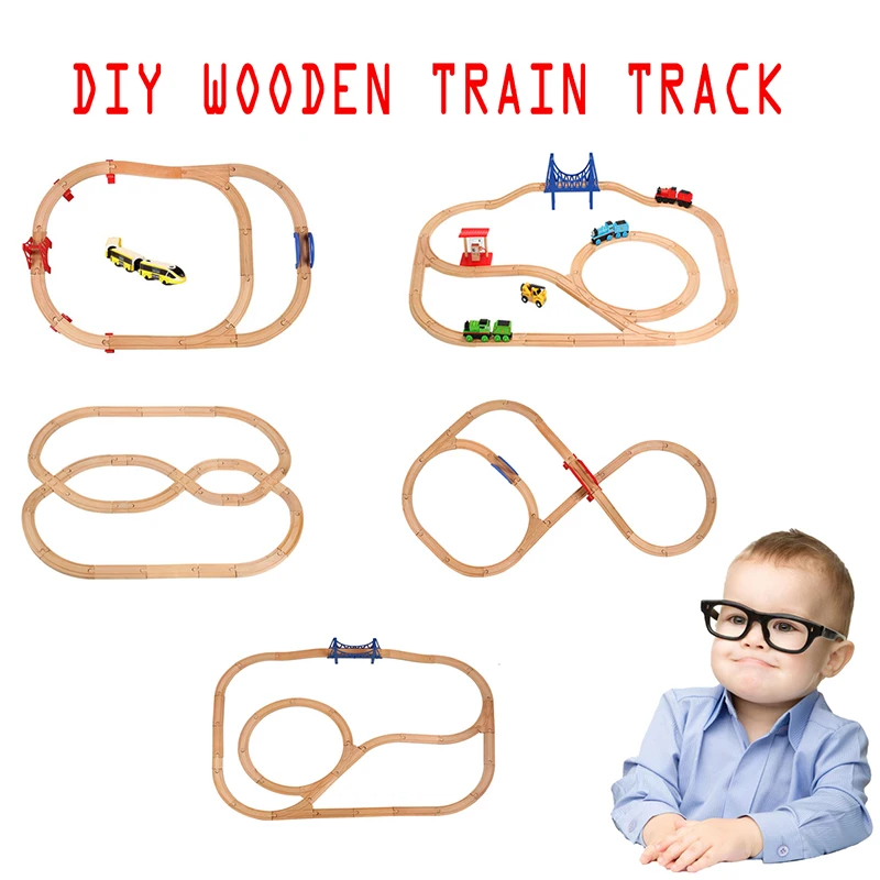 

2019 Diecast DIY Usual Wooden Tracks Train Set Race Track Magic Brio Puzzles Educational Toys Wooden Railway Kids Toys Gifts